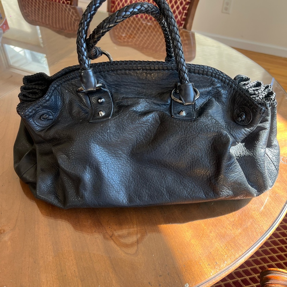 Carlos falchi black leather bag